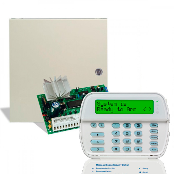 KIT PANEL DE ALARMA HÍBRIDO DSC CLASSIC, INCLUYE TARJETA PC585 DE 4 ZONAS Y TECLADO LED PC1555RKZ DE 8 ZONAS