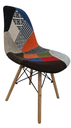 SILLA EAMES TAPIZADA CUADROS NARANJA PATAS MADERA