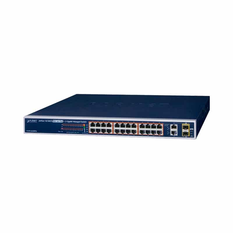 Switch no administrable de 24 puertos PoE+, 2 combo TP/SFP Gigabit y pantalla LCD para monitoreo