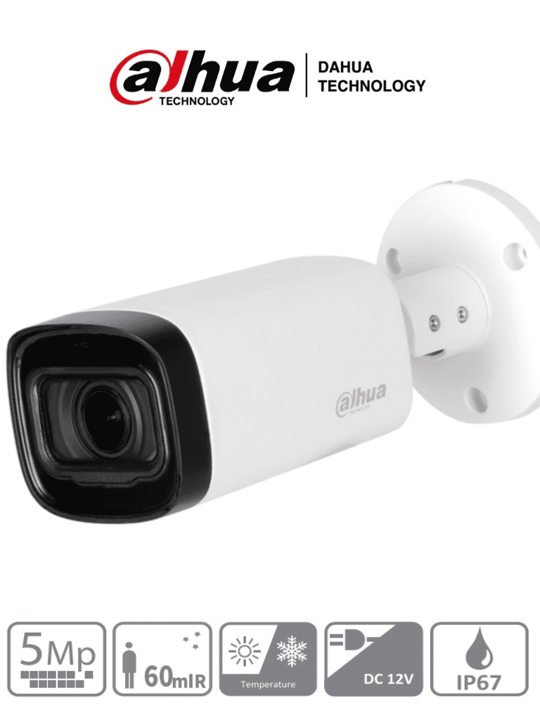 CAMARA 4 EN 1 5MP@20FPS TIPO BALA LENTE MOTOR. 2,7-12MM FOV 34°-98° DWDR ARRAY IR 60M IP67