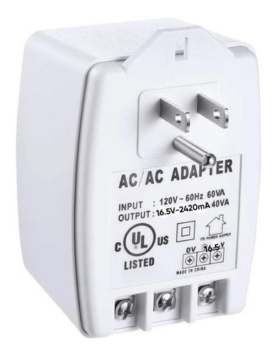 TRANSFORMADOR 16V 40VAC PARA PANEL DE ALARMA