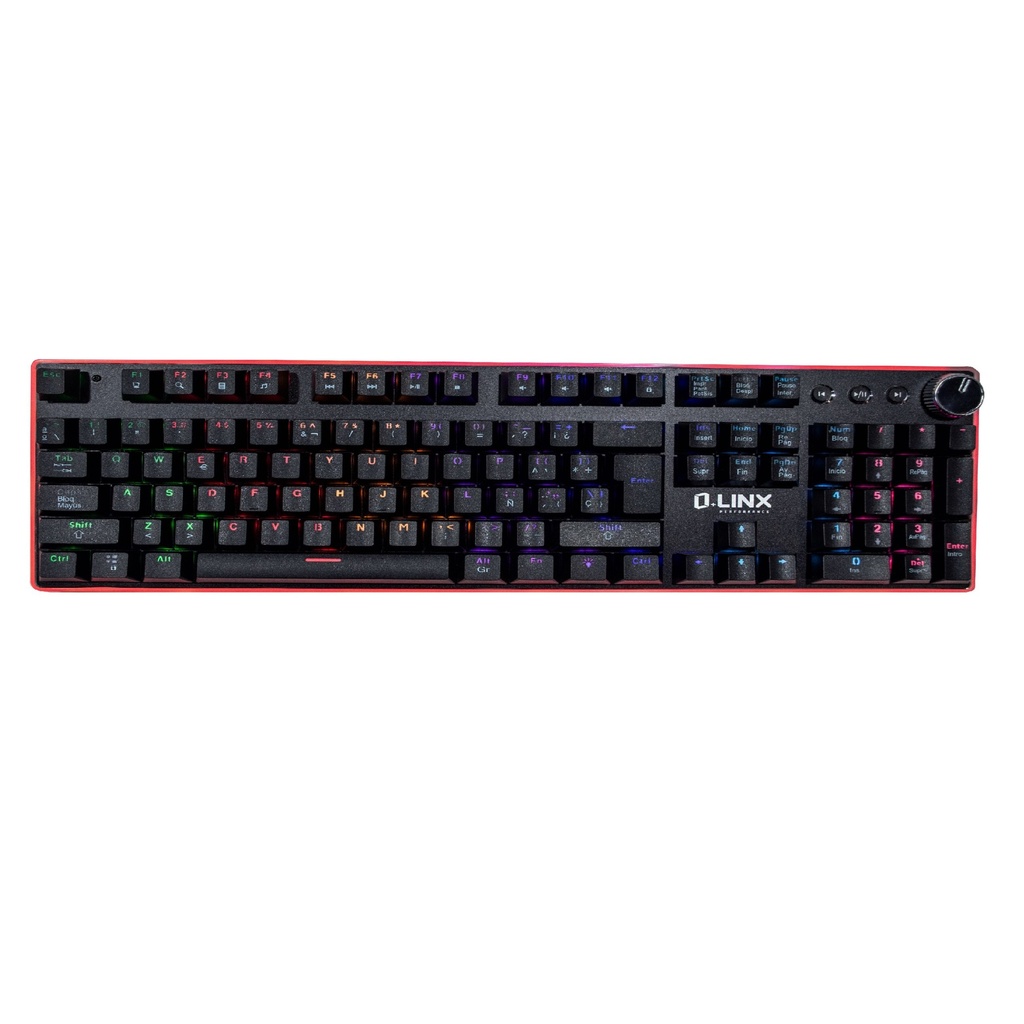 TECLADO MECANICO MULTICOLOR RGB PERILLA SONIDO LINX