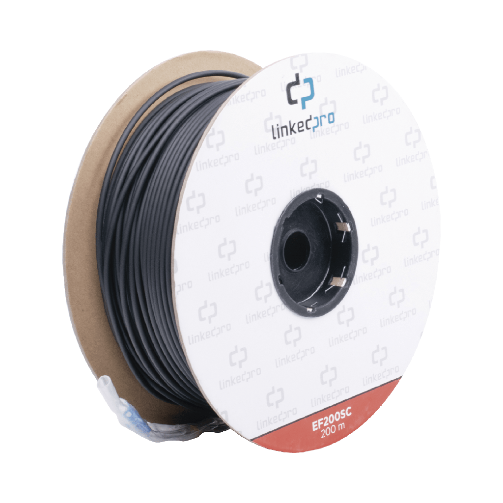 CARRETE DE FIBRA OPTICA MONOMODO CON CONECTORES LC-LC DUPLEX, REFORZADA CON KEVLAR,DE 150 METROS