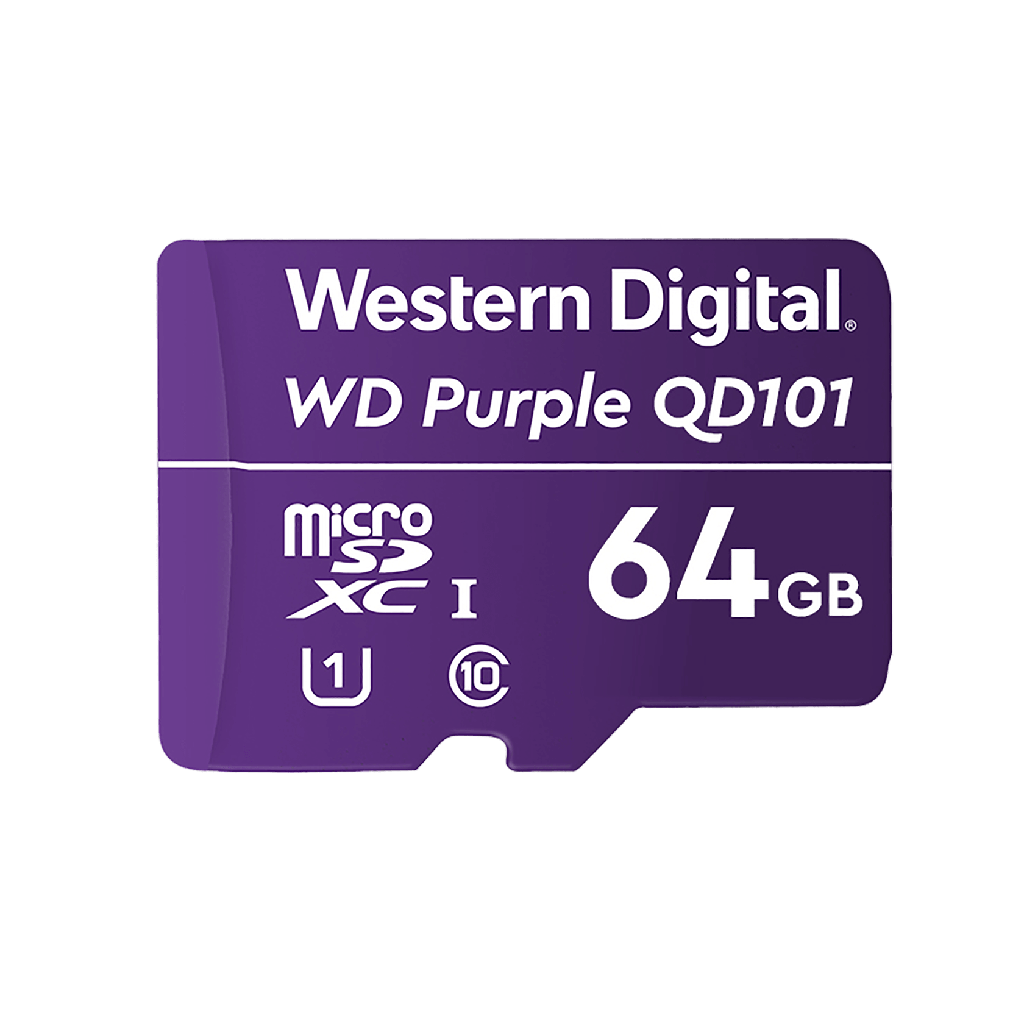 MICROSD WESTER DIGITAL PURPLE CLASE 10 64GB PARA VIDEOVIGILANCIA