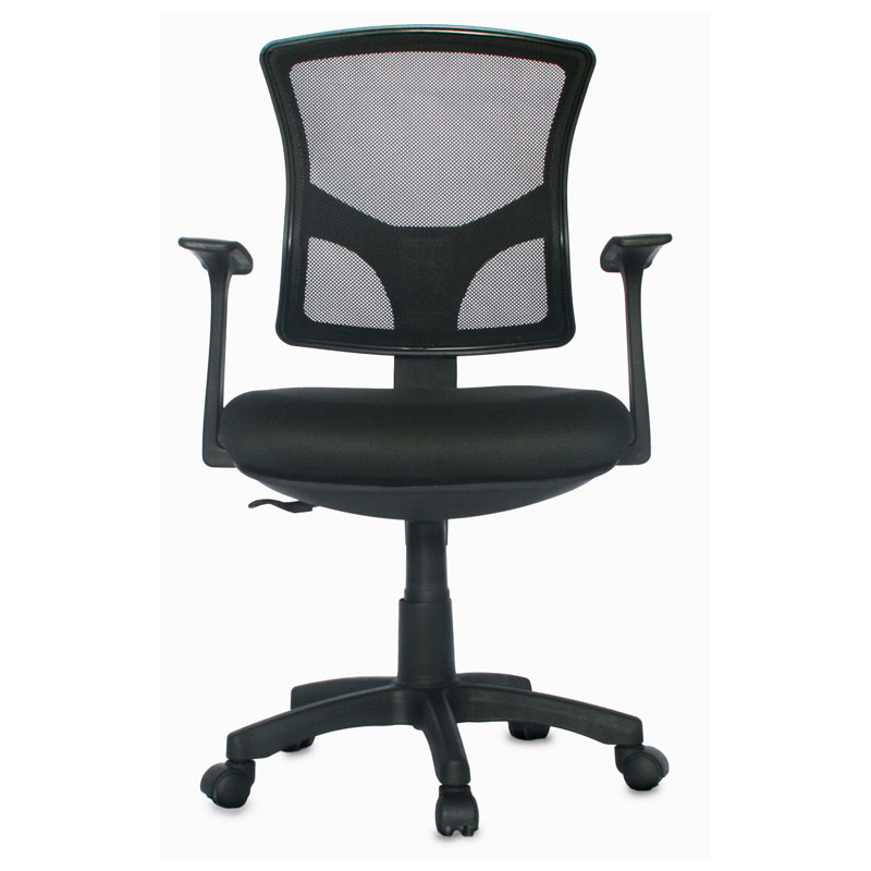 SILLA AMSTERDAM BASE NYLON / BRAZOS FIJO / ESPALDA EN MALLA NEGRA