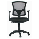 SILLA AMSTERDAM BASE NYLON / BRAZOS FIJO / ESPALDA EN MALLA NEGRA