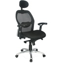 SILLA MONACO LUJO BRAZOS GRADUABLE / BASE ALUMINIO /CON CABECERO /ESPALDA EN MALLA / ASIENTO TAPIZADO EN PAÑO NEGRO