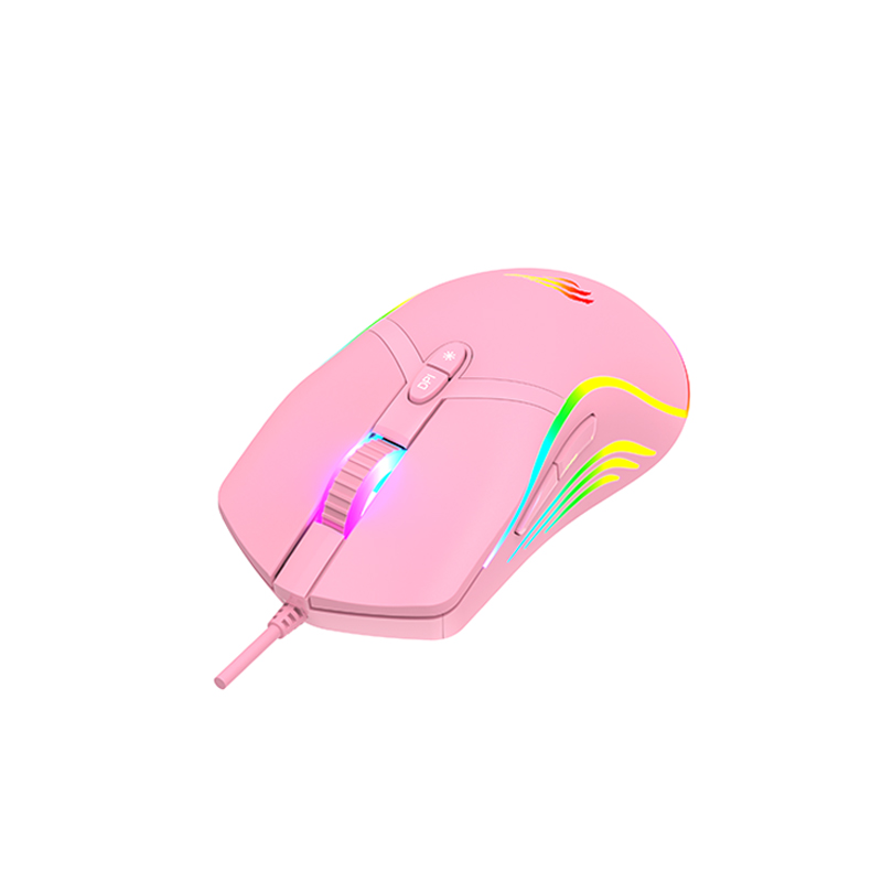 MOUSE GAMER ROSADO RGB  MS1026 6400DPI 7 BOTONES