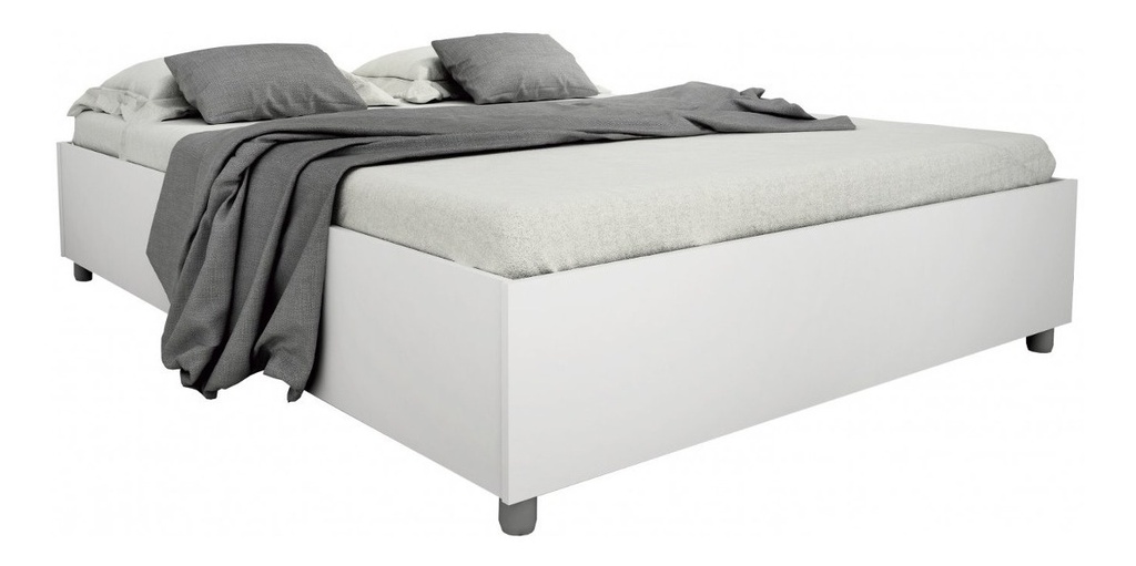 CAMA DOBLE MONACO BLANCO MADERA 140X 195 MDP