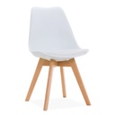 SILLA DE RESTAURANTE TULIPAN BLANCA ALCOLCHONABLE PATAS MADERA