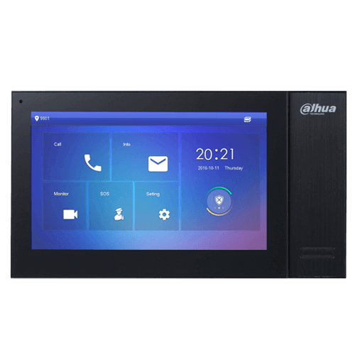 INTERCOMUNICADOR INTERNO CON PANTALLA TACTIL CAPACIT 7” TCP/IP ALAR E/S 6/1 12VDC POE COLO NEGRO SIP