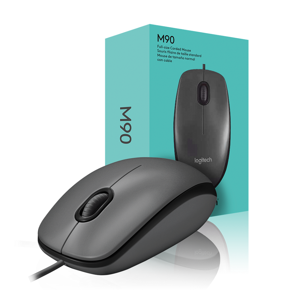 MOUSE CABLEADO NEGRO USB LOGITECH M90 CONFORTABLE