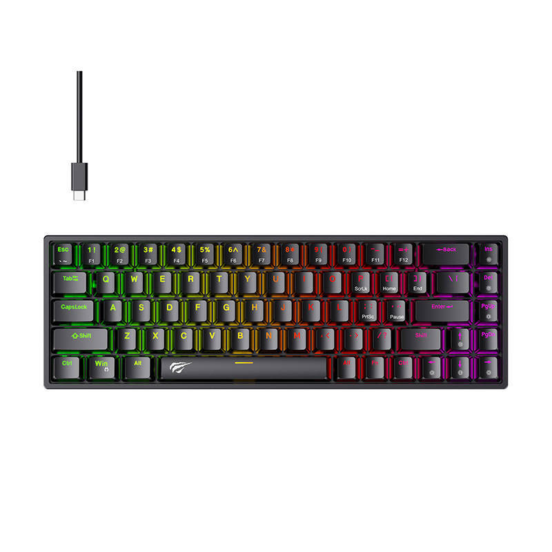 TECLADO GAMER NEGRO MECANICO COMPACTO CABLE TIPO C