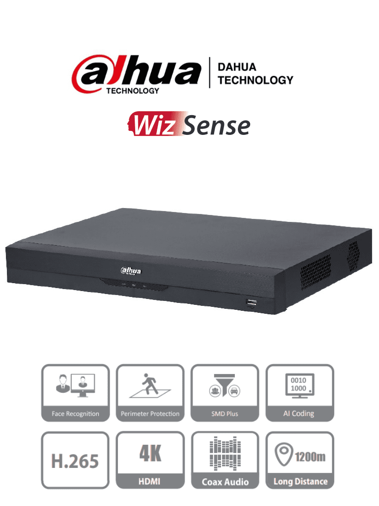 XVR 4 EN 1 AI 32CH GRABACIÓN HASTA 5M-N@10FPS CANALES IP MAX 6MP H.265+ 2 SATA HASTA 10TB 1P HDMI