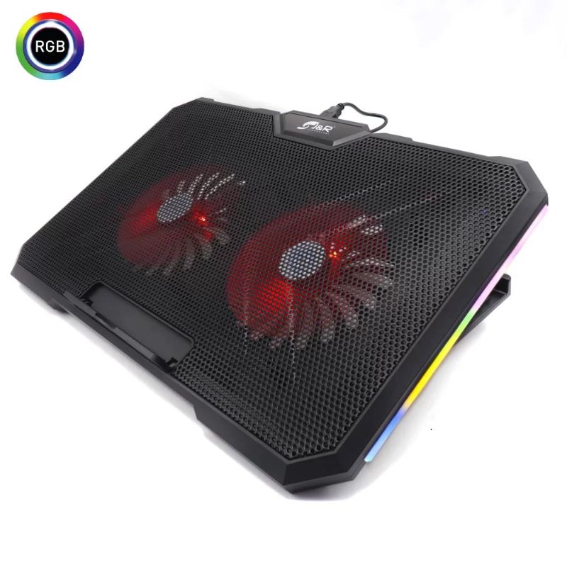 BASE REFRIGERANTE GAMER LUZ LED RGB 2 USB 2 VENTILADORES GRADUABLE