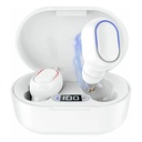 AUDIFONOS BLUETOOTH IN-EAR BLANCOS RECARGABLES CON ESTUCHE LED