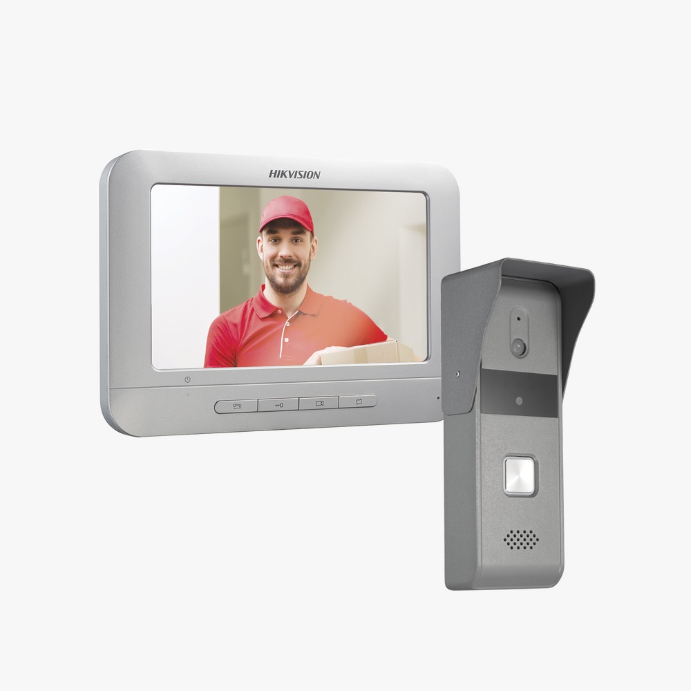 Kit de Videoportero Analógico con Pantalla LCD a Color de 7" / Frente de Calle para Exterior IP65 HIKVISION