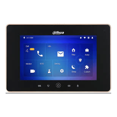 PANTALLA COLOR NEGRO PARA INTERCOMUNICADOR CON PANTALLA TACTIL 7” 6CH ALARMA 12VDC POE WIFI SIP