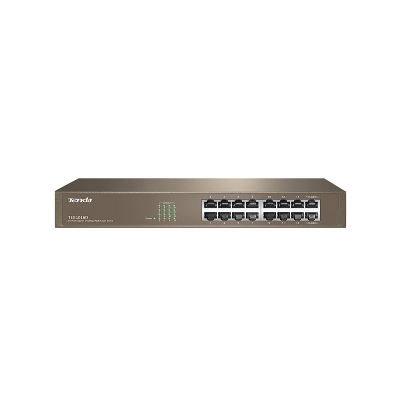 SWITCH ETHERNET 16 PUERTOS 10/100/1000 MBPS METAL PROTECCION 6KV PARA MONTAJE EN RACK 19"-ESCRITORIO