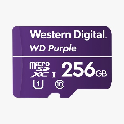 MICROSD WESTER DIGITAL PURPLE CLASE 10 256 GB PARA VIDEOVIGILANCIA