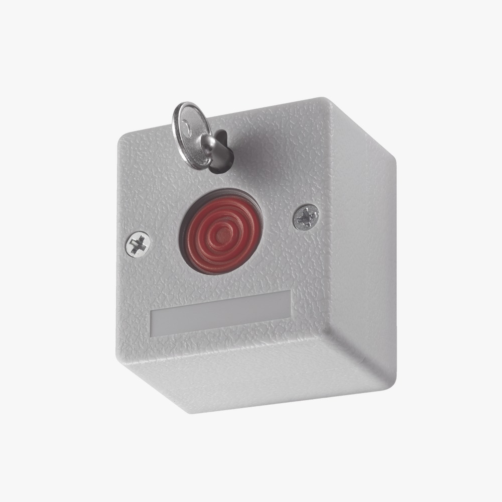 BOTON DE PANICO CABLEADO HIKVISION / COMPATIBLE CON CUALQUIER PANEL DE ALARMA / LLAVE DE SEGURIDAD / NO / NA / MATERIAL RETARDANTE AL FUEGO (ABS)