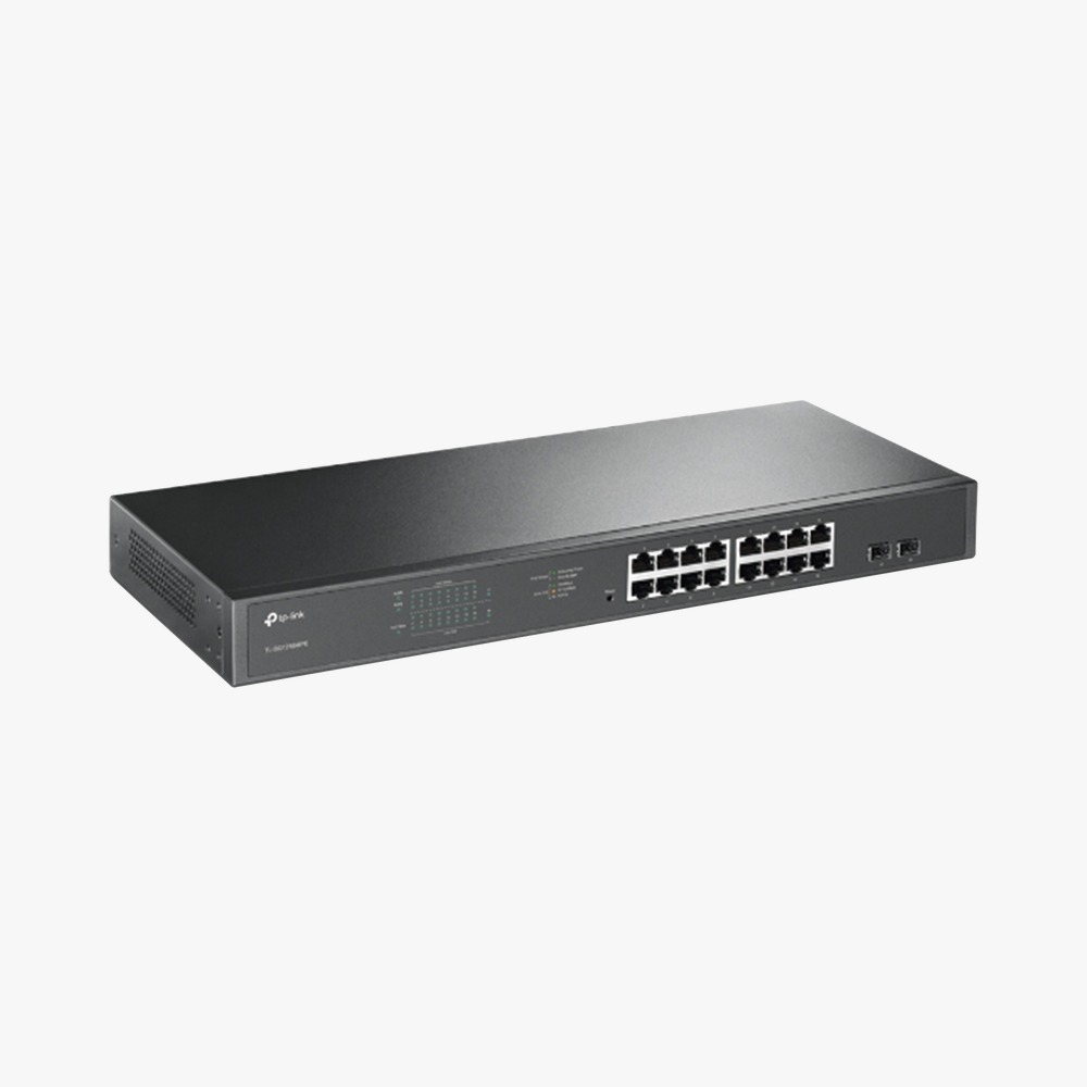 SWITCH EASY SMART JETSTREAM TPLINK DE 16 PUERTOS POE + RJ45 10/100 / 1000Mbps 2 RANURAS SFP