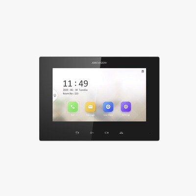 MONITOR IP 7'' PARA VIDEOPORTERO / VIDEO EN VIVO / POE ESTANDAR / APERTURA REMOTA / LLAMADA ENTRE MONITORES / AUDIO DE DOS VIAS / POLICARBONATO / HIKVISON