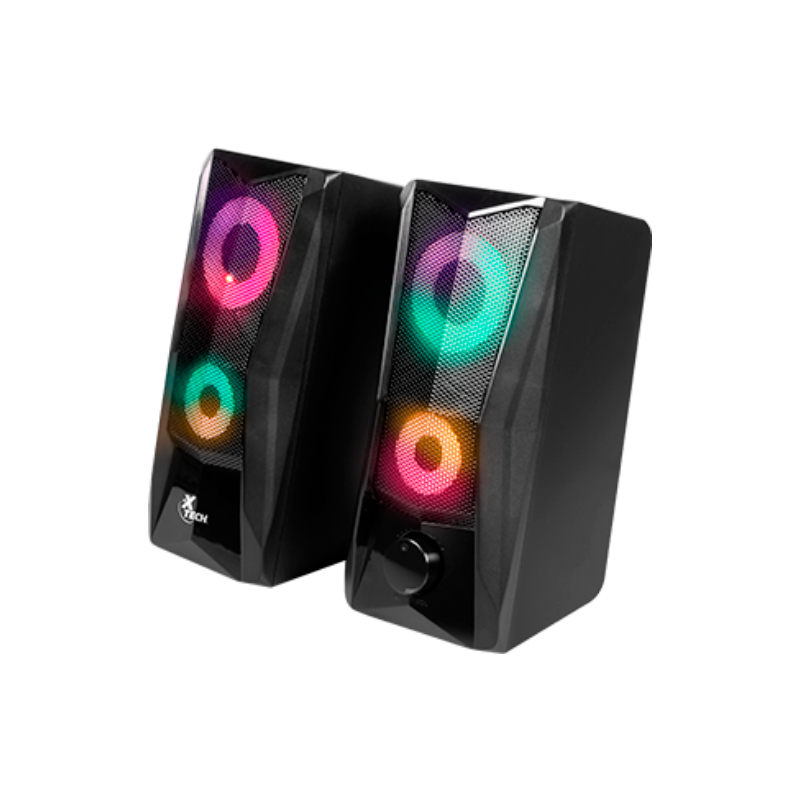PARLANTES GAMER ESTEREO MULTIMEDIA 2.0 RGB USB PARA PC XTECH 4W