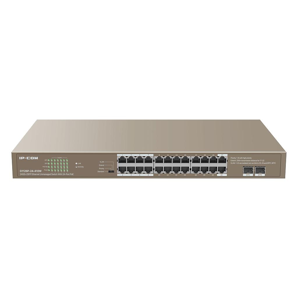 SWITCH NO ADMINISTRABLE POE 24P RJ45 GIGABIT 2 PTOS SFP BACKPLANE 48 GBPS MONTABLE EN RACK