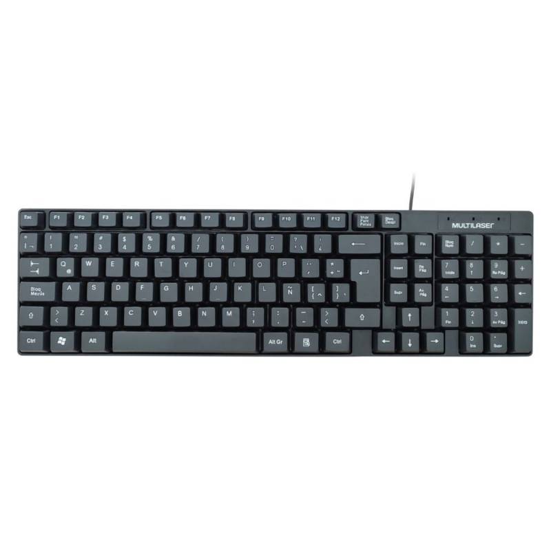 TECLADO USB ERGONOMICO SLIM NEGRO MULTILASER