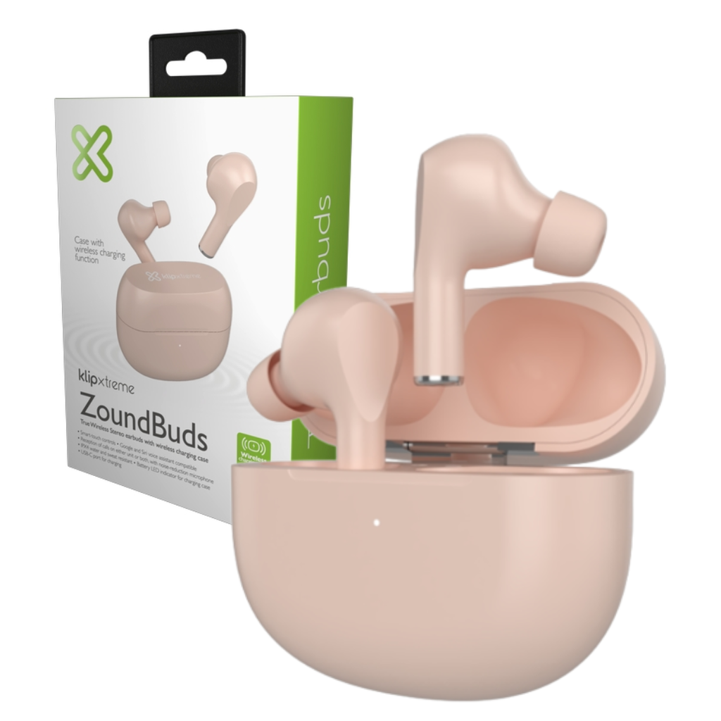 AUDIFONOS IN-EAR BLUETOOTH KLIP XTREME ZOUNDBUDS TWS 21H VOZ PALO DE ROSA
