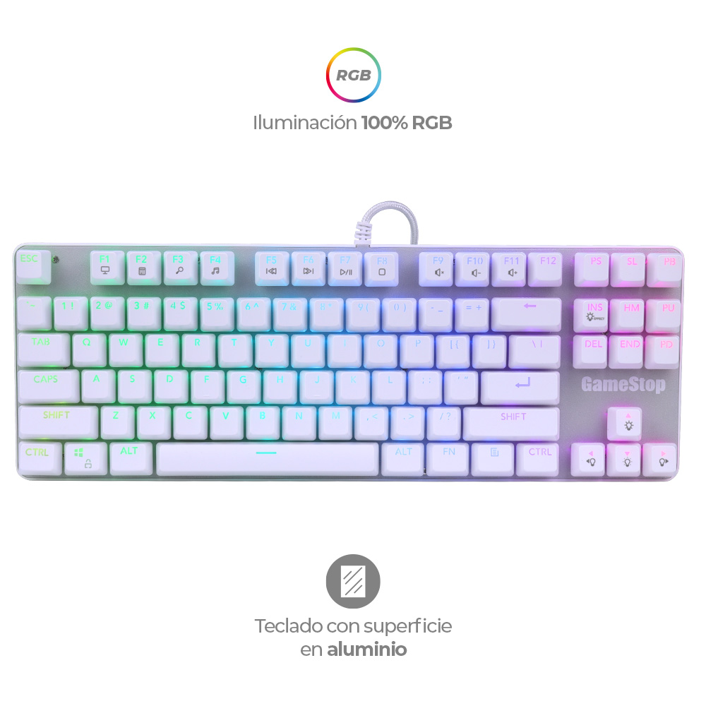 TECLADO MECANICO GAMER BLANCO RGB SWITCH CAFE GS200-B