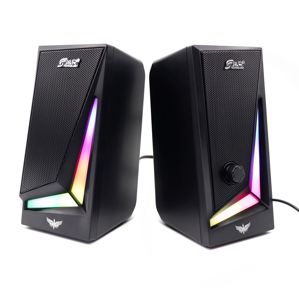 PARLANTES SPEAKER GAMER LUZ RGB PARA COMPUTADOR USB Y 3.5MM