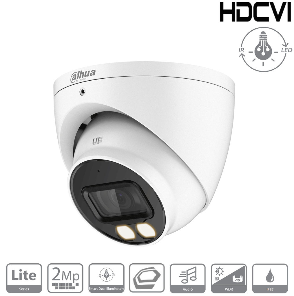 CAMARA IP DOMO SEMIMETAL SMART DUAL LIGHT 1/2,7" 2MP 2,8MM DWDR LED30M H.265+ POE IP67 WIZSENSE
