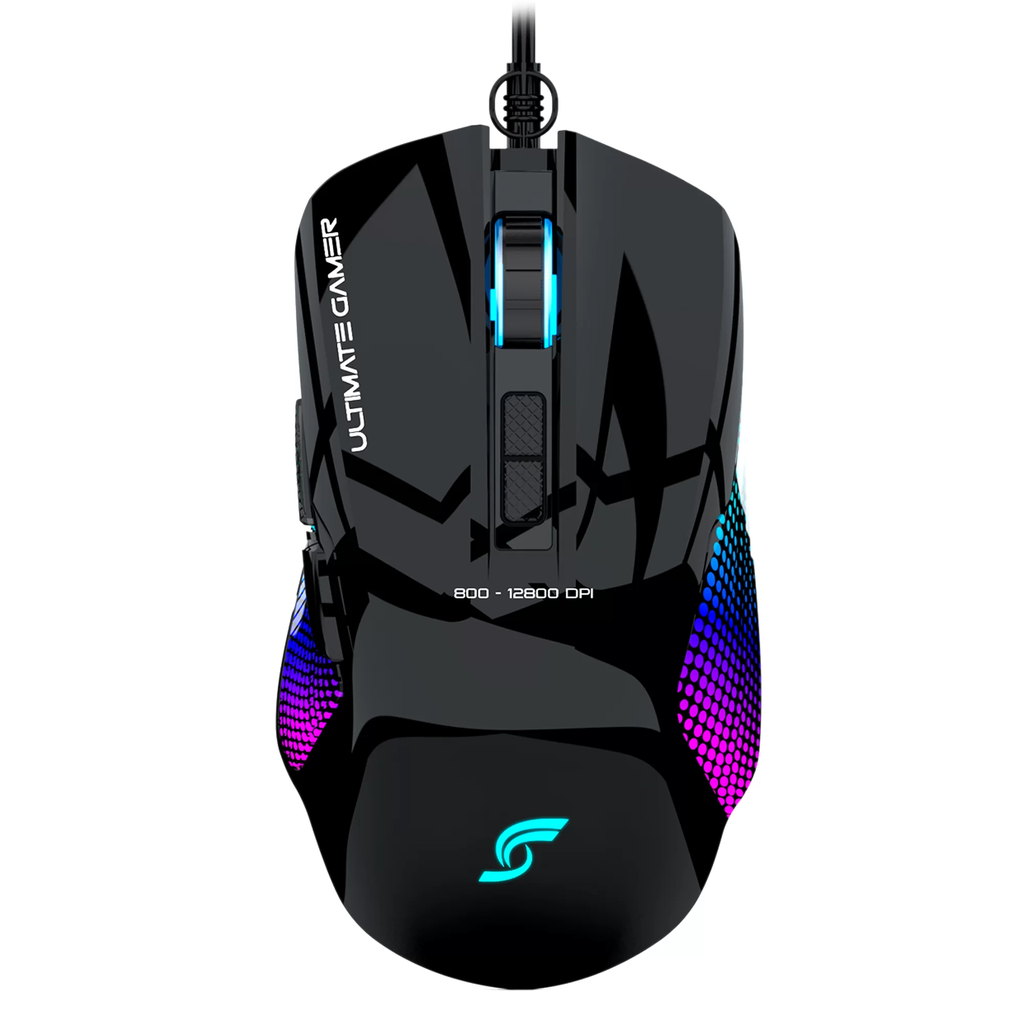 MOUSE GAMER PROFESIONAL 12800DPI RGB SOFTWARE USB 7 BOTONES NEGRO