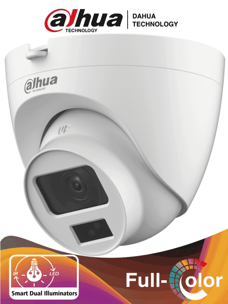 CAMARA DE SEGURIDAD DOMO 5 MEGAPIXELES 5MP FULL COLOR 2.8MM 20M CON AUDIO IP67 DAHUA