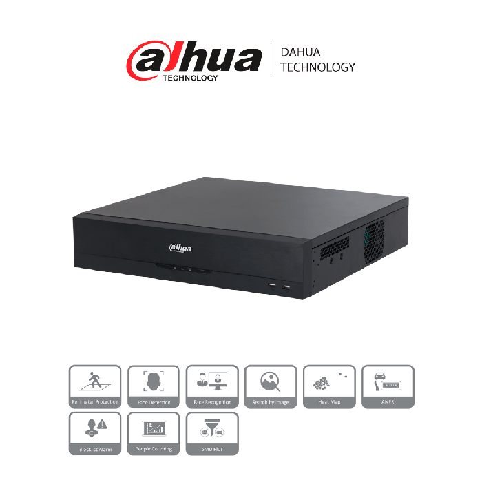 NVR 32CH CANALES H.265+ DECODIFICACION 4CH@4K O 16CH@2MP 16POE AB ENTRADA 320MBPS 8 SATA 2 HDMI