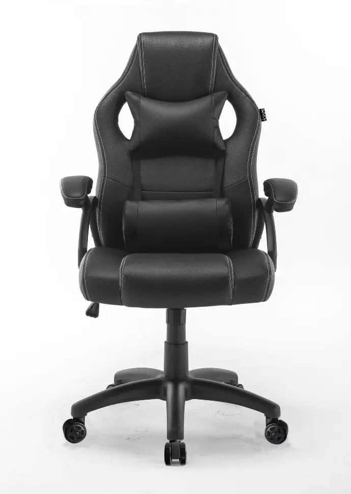 SILLA GAMER RAPTOR SENCILLA NEGRA CUERINA BASCULANTE BASE NYLON