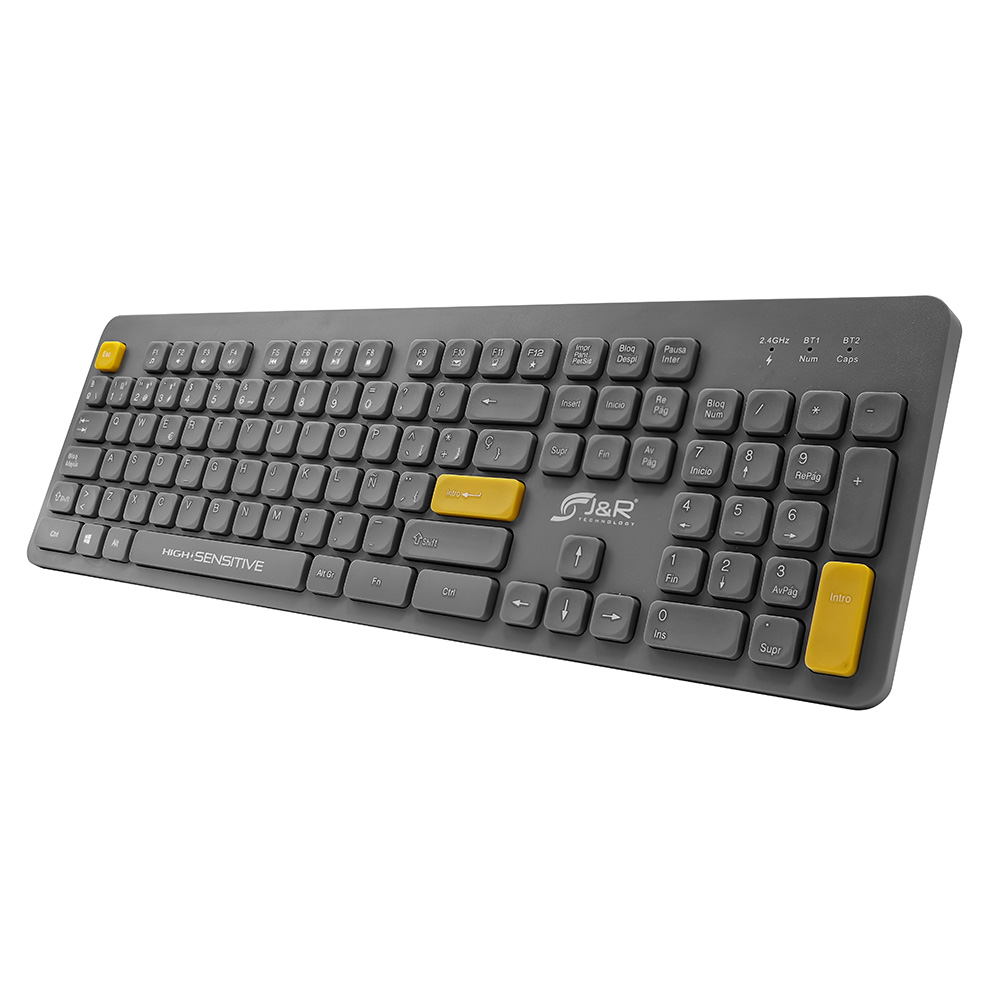 TECLADO INALAMBRICO DUAL BLUETOOTH + 2.4GHZ GRIS ELEGANTE