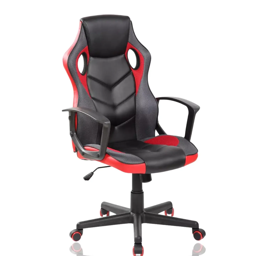 SILLA GAMER ROJA SENCILLA BRAZOS FIJOS BASCULANTE BASIC