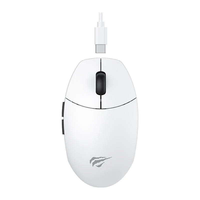MOUSE GAMER BLANCO INALAMBRICO RECARGABLE TIPO C a USB Y NANO RECEPTOR 2.4GHZ 7400DPI