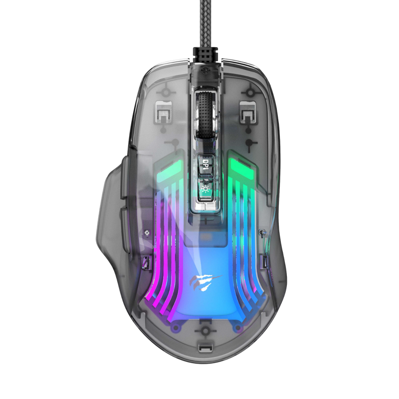 MOUSE GAMER TRANSPARENTE PROFESIONAL 7200DPI RGB RETROILUMINADO