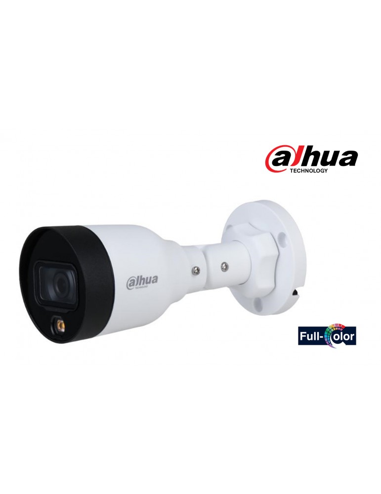 CAMARA SEGURIDAD IP BALA SEMIMETALICA FULL COLOR 2 MEGAPIXELES 2MP 2.8MM IR 30M H.265+ POE IP67 CON MICROFONO