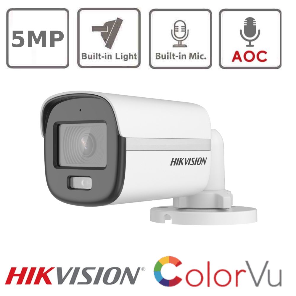 CAMARA BALA TURBO 3K COLORVU AUDIO TURRET EXIR LUZ BLANCA 20 m 0.001LUX F2.8MM IP67 PLASTICA HIKVISION