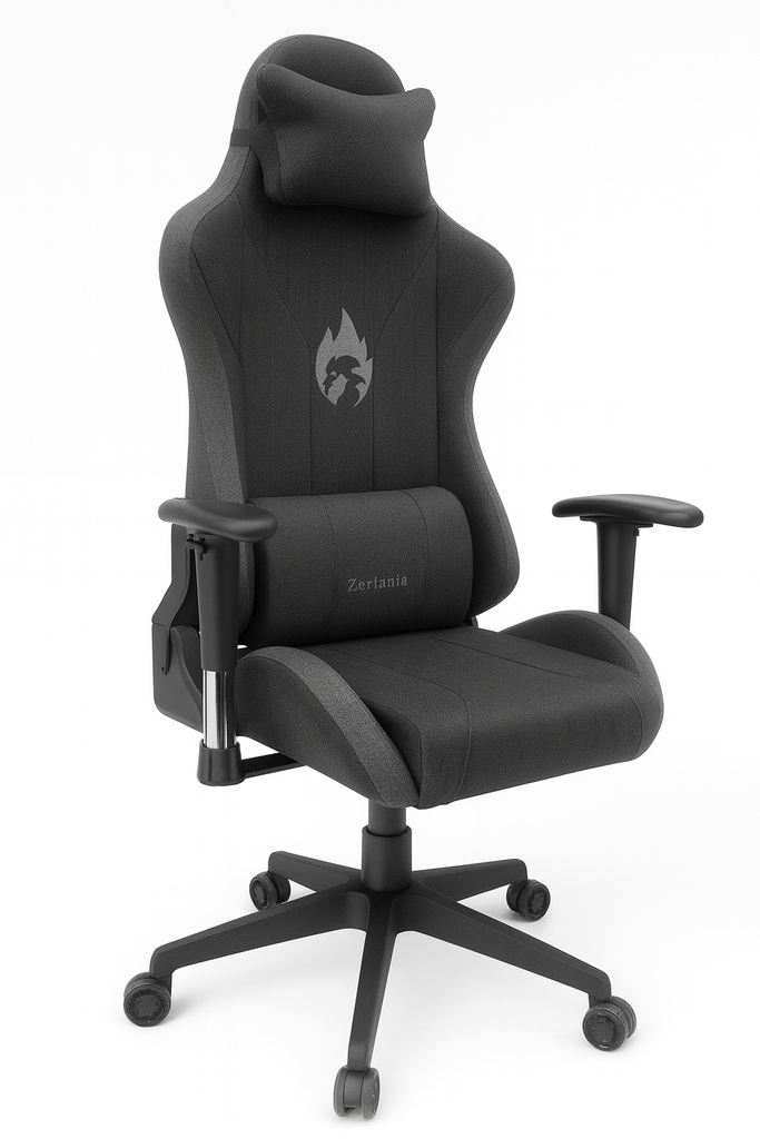 SILLA GAMER RECLINABLE ERGONOMICA PAÑO NEGRA HIROTO 2D TELA
