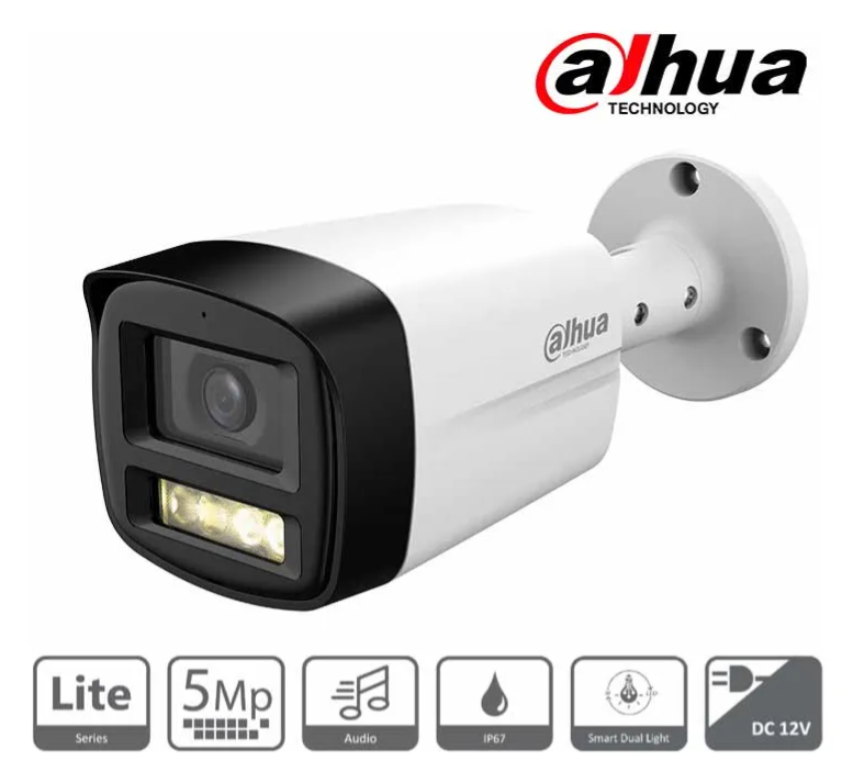 CAMARA DE SEGURIDAD BALA 5MP IP67 EXTERIOR 80M FULL COLOR CON MICROFONO 2.8M