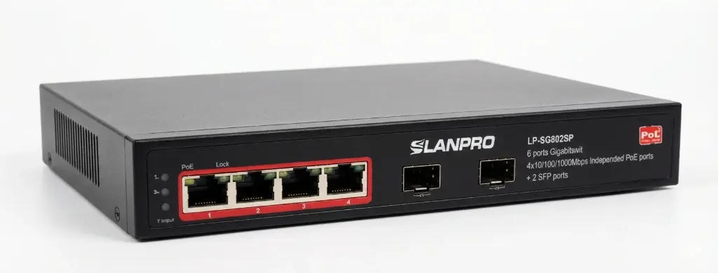SWITCH POE DE 4 PUERTOS POE GIGABIT + 2 PUERTOS SFP DE 65W 