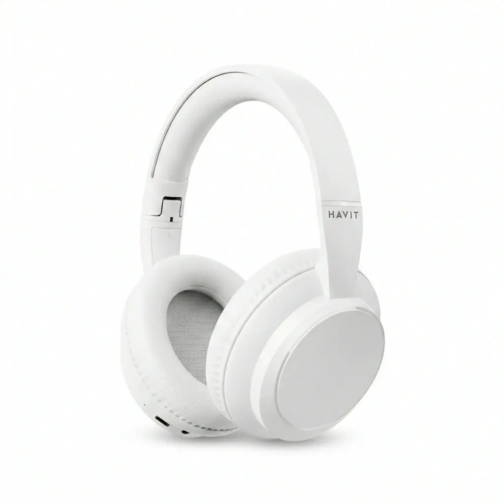 AUDIFONOS DIADEMAS BLUETOOTH BLANCOS HAVIT RECARGABLES TIPO C 
