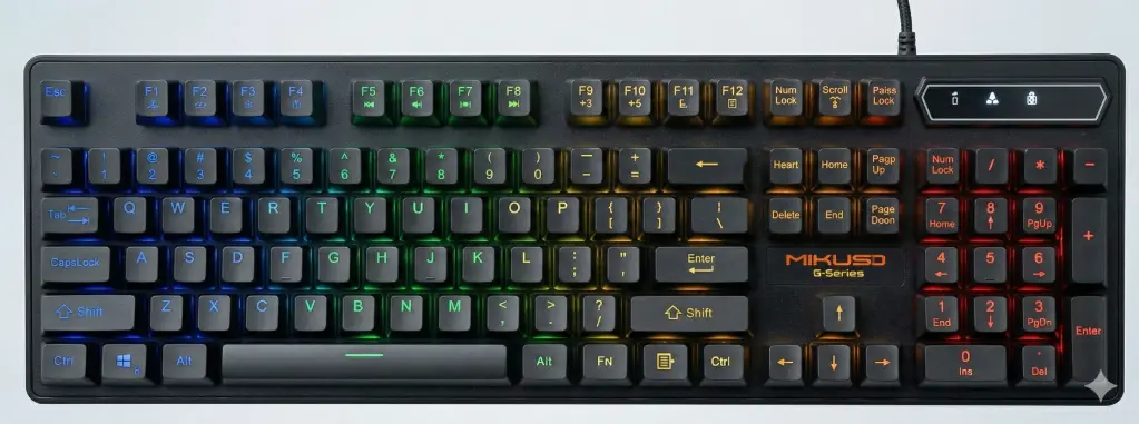 TECLADO GAMER MECANICO MIKUSO RGB USB PC FULL SIZE ANTI-GHOSTING