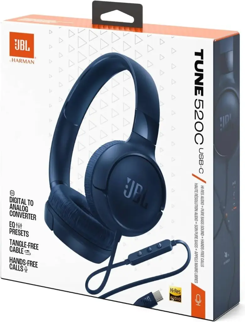 AUDIFONOS JBL ORIGINALES T520 AZUL TIPO C CONTRA RUIDO 